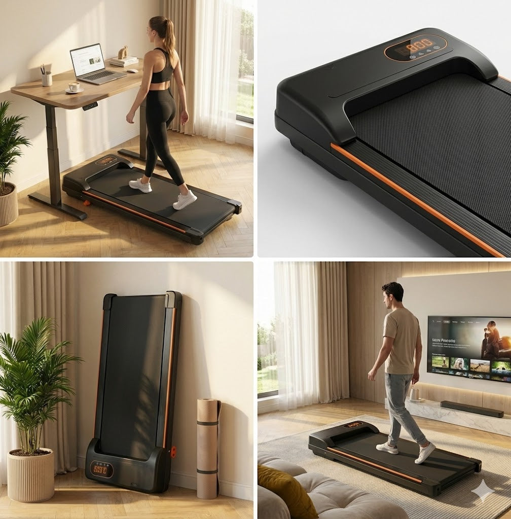 2-in-1 Folding Walking Pad Treadmill with Incline & Remote